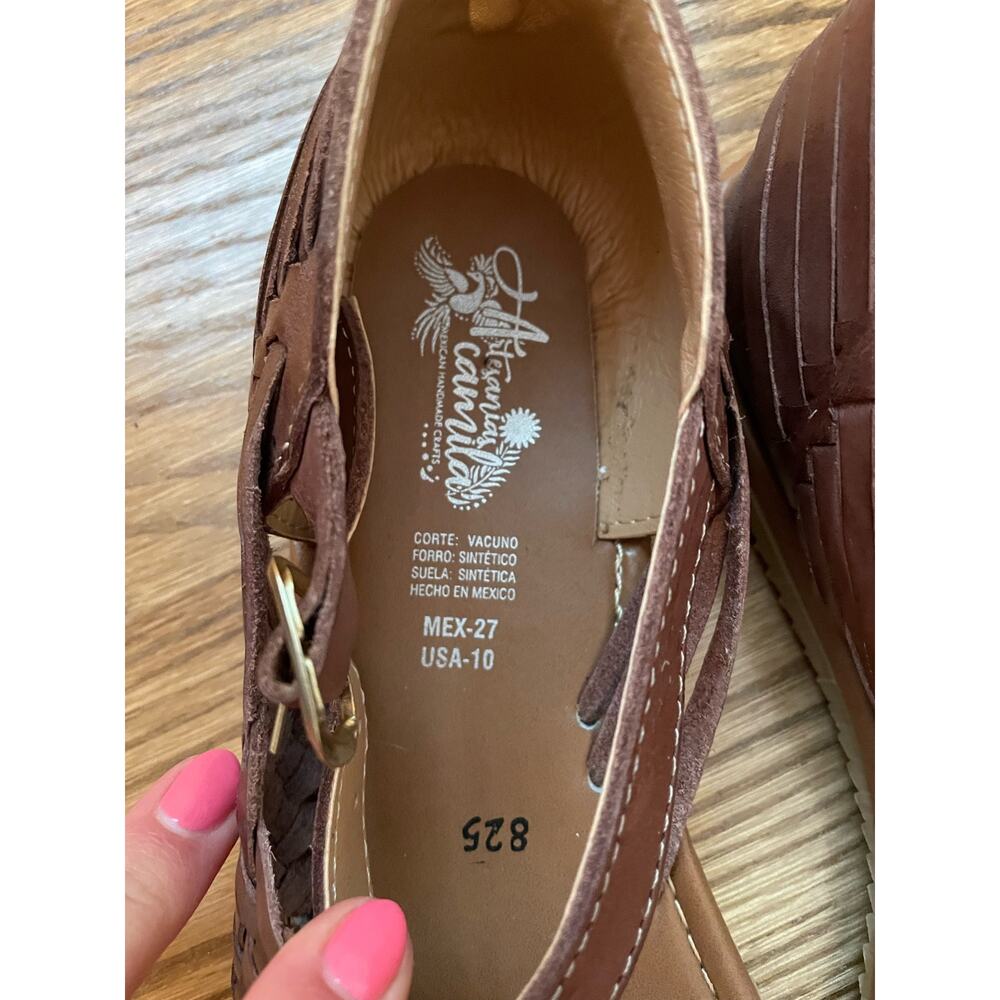 NWT Brown Handmade Huarache Leather Sandal Size 10 - Picture 4 of 8